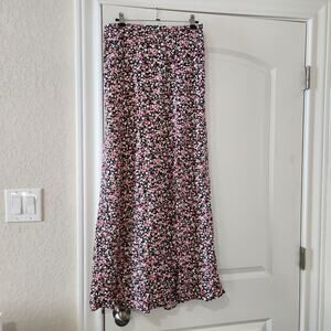 NWT No Boundaries Floral Rayon Maxi Skirt with Slit, Size M